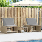 Ligstoelen van poly rattan met gemakkelijk schoon en gehard glas oppervlak - Beige / 1 - Ligstoelen