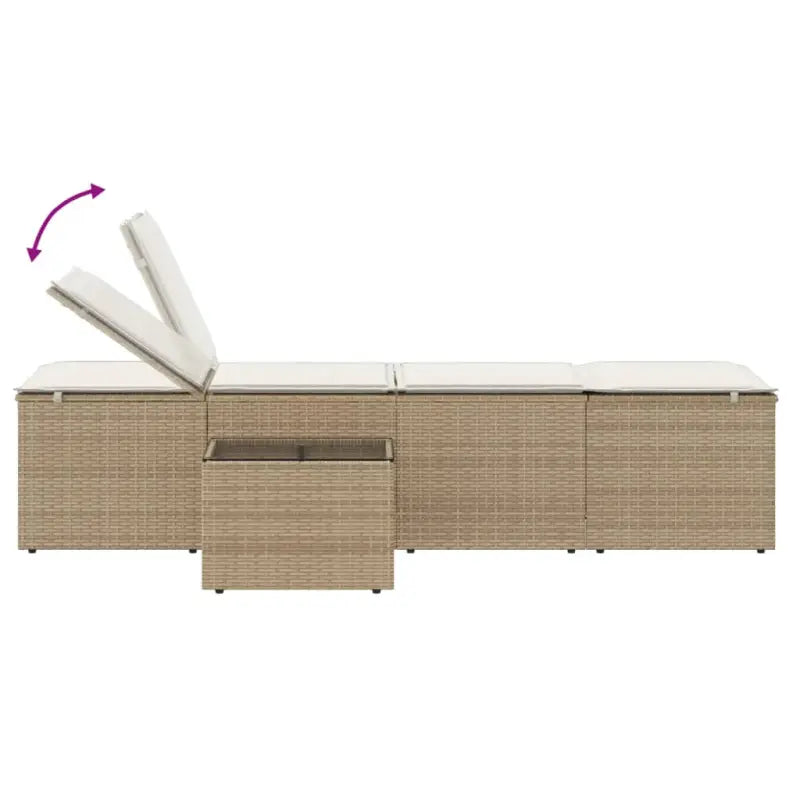Ligstoelen van poly rattan met gemakkelijk schoon en gehard glas oppervlak - Ligstoelen