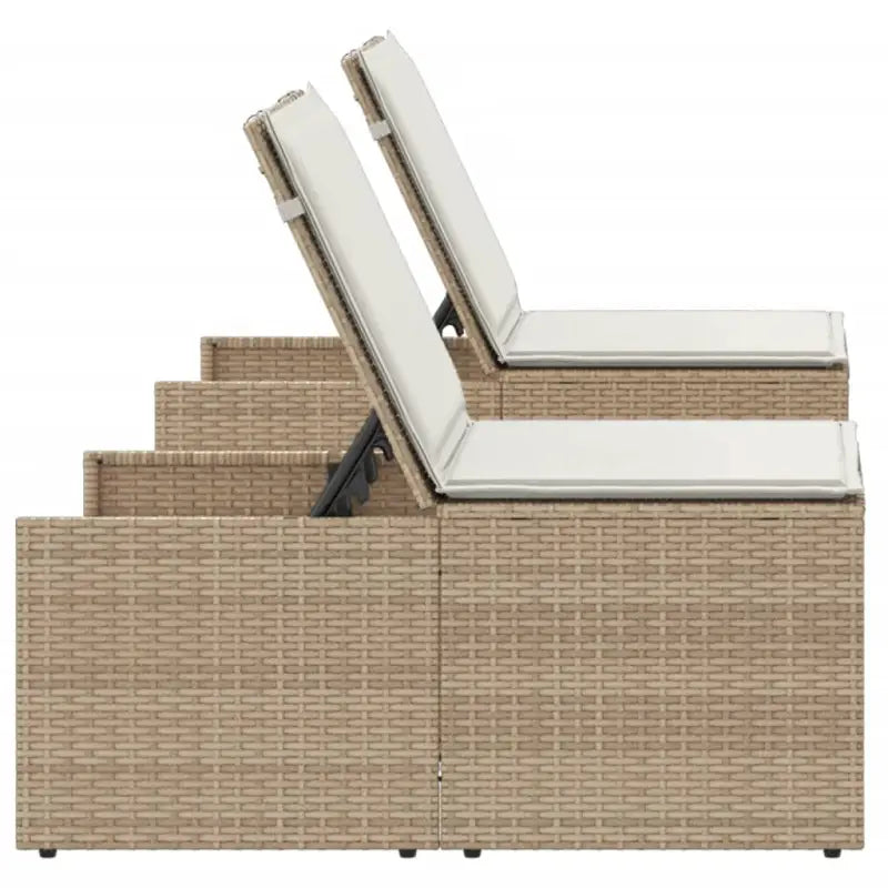 Ligstoelen van poly rattan met gemakkelijk schoon en gehard glas oppervlak - Ligstoelen
