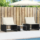 Ligstoelen van poly rattan met gemakkelijk schoon en gehard glas oppervlak - Zwart / 1 - Ligstoelen