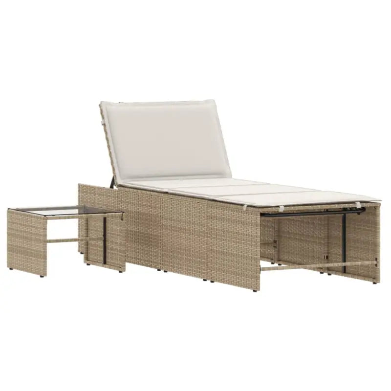 Ligstoelen van poly rattan met gemakkelijk schoon en gehard glas oppervlak - Ligstoelen
