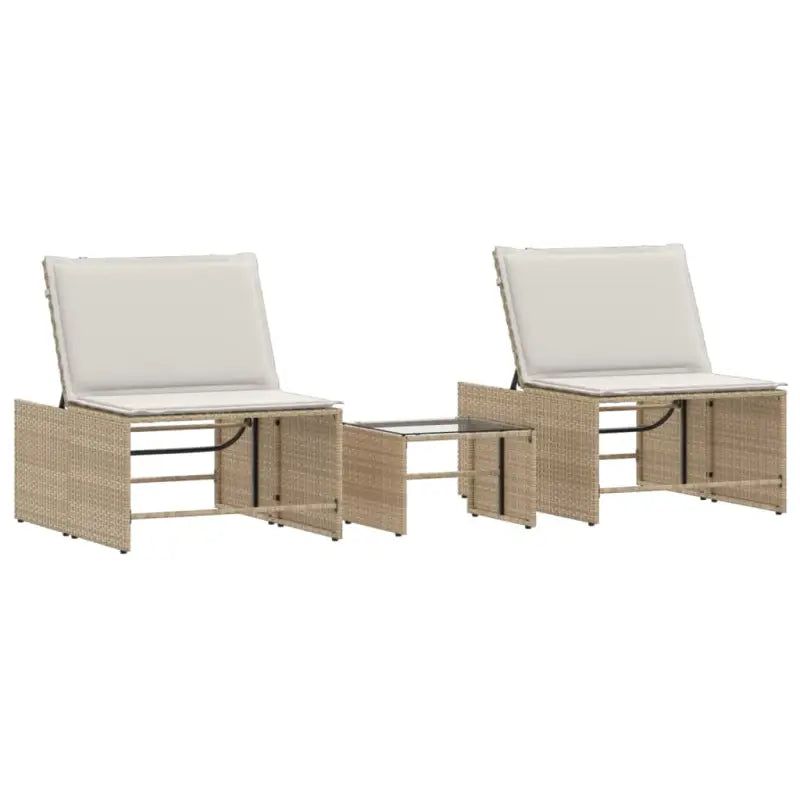 Ligstoelen van poly rattan met gemakkelijk schoon en gehard glas oppervlak - Ligstoelen