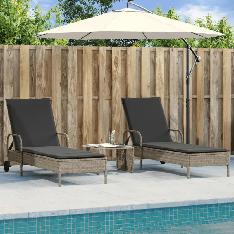 Ligstoelen van poly rattan voor een comfortabele zitervaring - Lichtgrijs / 1 - Ligstoelen