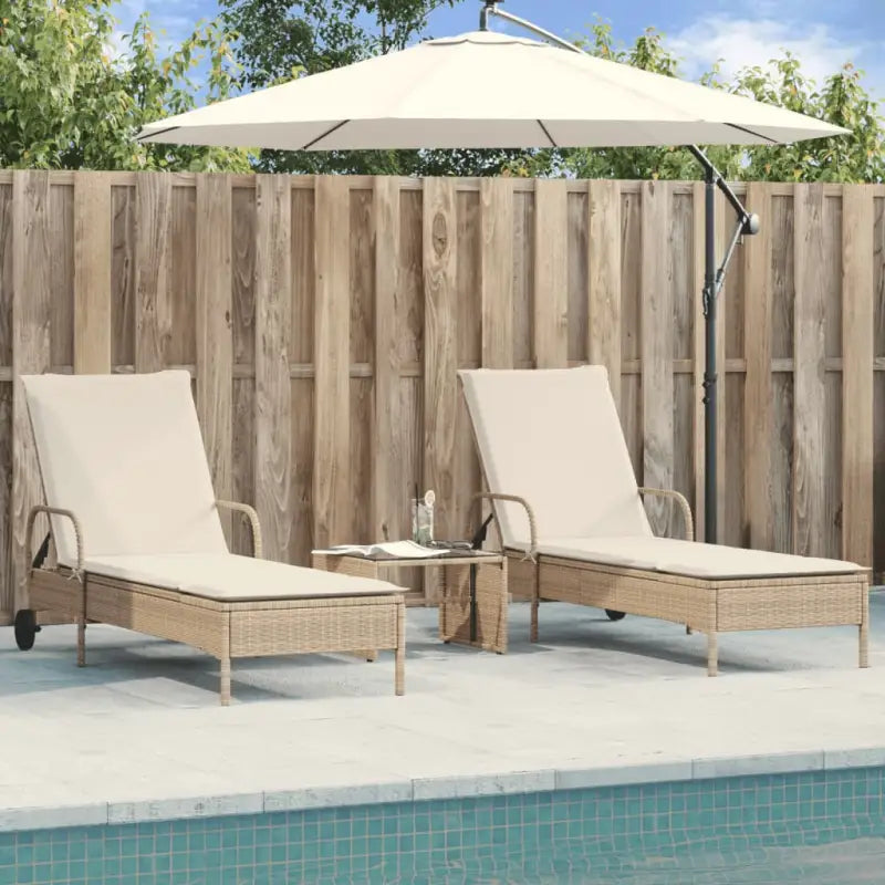 Ligstoelen van poly rattan voor een comfortabele zitervaring - beige en crèmekleurig / 1 - Ligstoelen