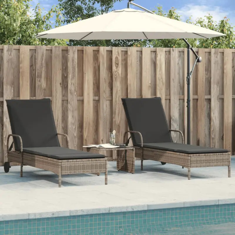 Ligstoelen van poly rattan voor een comfortabele zitervaring - Grijs / 1 - Ligstoelen