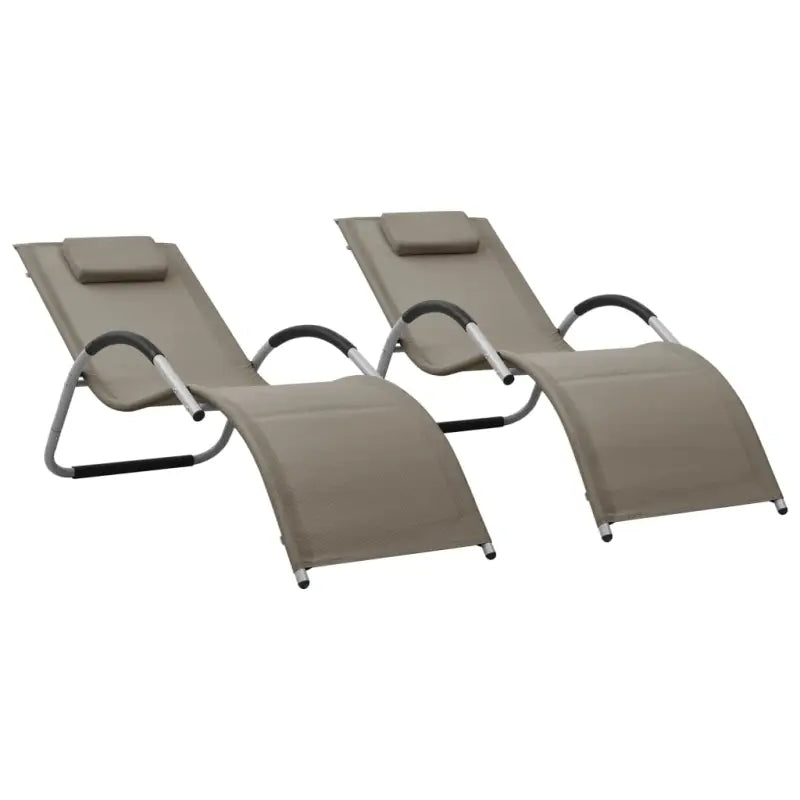 Ligstoelen van textileen met gepoedercoat staal voor ontspanning - Taupe en grijs / 2 - Ligstoelen