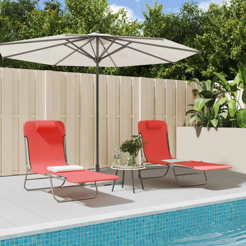 Ligstoelen voor tuin en buitenruimte met ademend UV-bestendig textileen - Rood / 2 - Ligstoelen