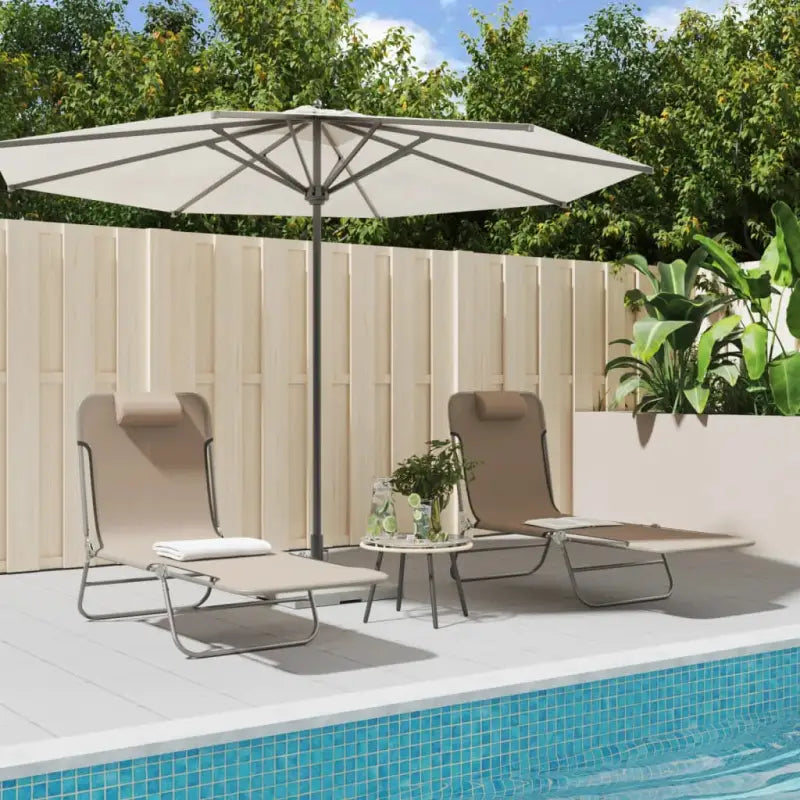 Ligstoelen voor tuin en buitenruimte met ademend UV-bestendig textileen - Taupe / 2 - Ligstoelen