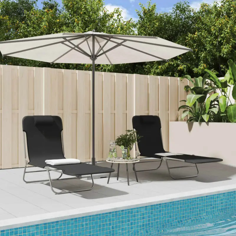 Ligstoelen voor tuin en buitenruimte met ademend UV-bestendig textileen - Zwart / 2 - Ligstoelen