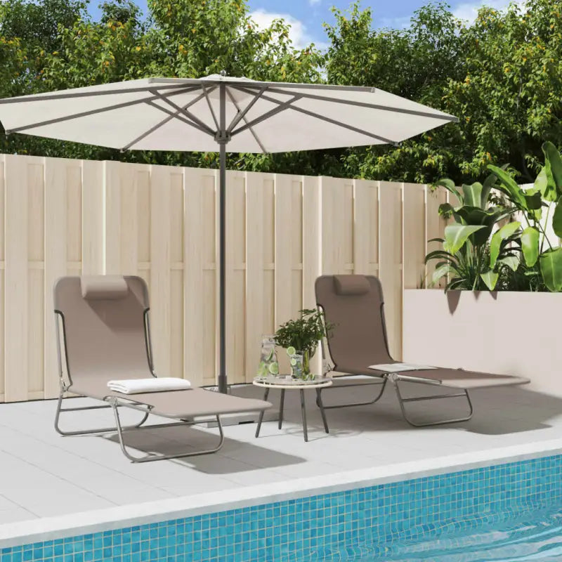 Ligstoelen voor tuin en buitenruimte met ademend UV-bestendig textileen - Bruin / 2 - Ligstoelen