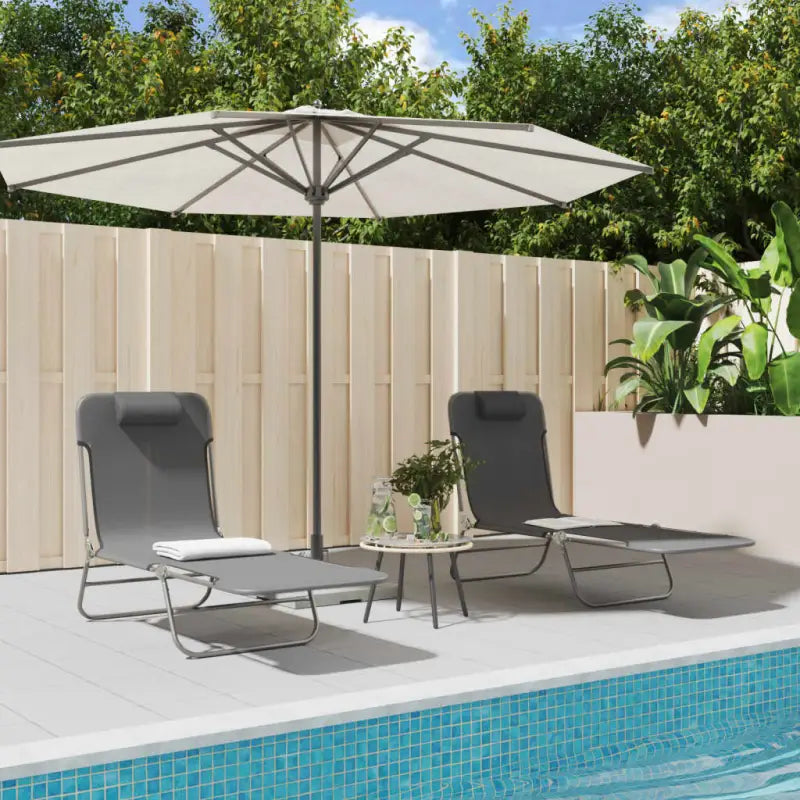 Ligstoelen voor tuin en buitenruimte met ademend UV-bestendig textileen - Grijs / 2 - Ligstoelen