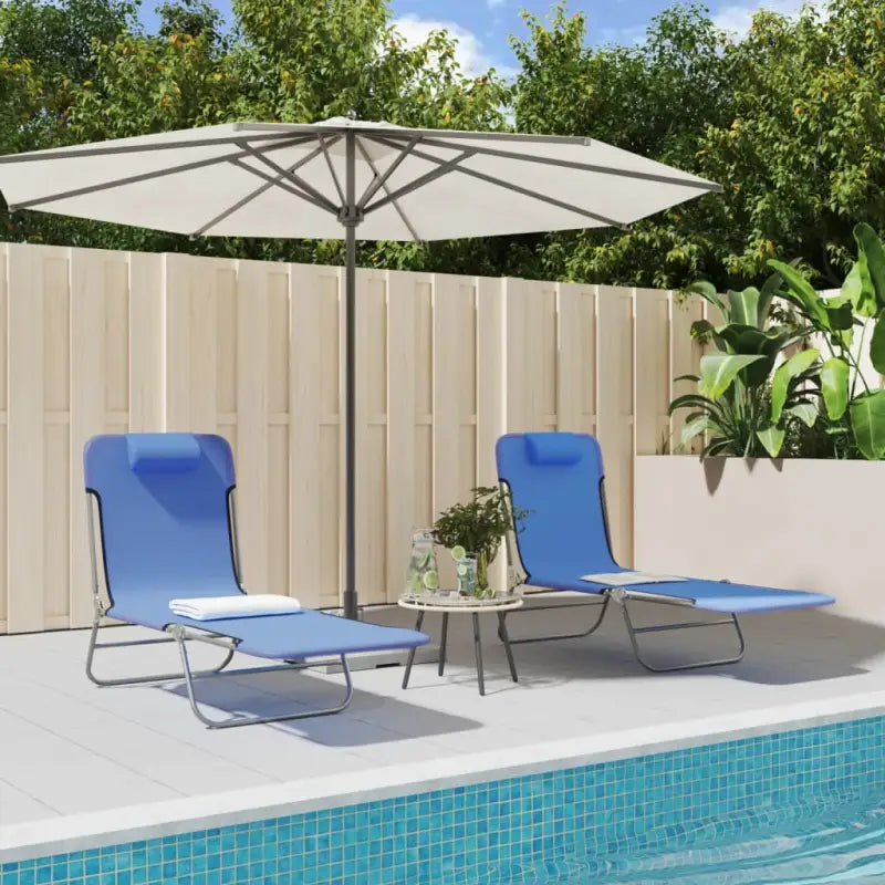 Ligstoelen voor tuin en buitenruimte met ademend UV-bestendig textileen - Blauw / 2 - Ligstoelen