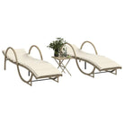 Ligtstoel met verstelbare rugleuning en poly rattan voor buitenplezier - beige en crèmewit / 2 - Ligstoelen