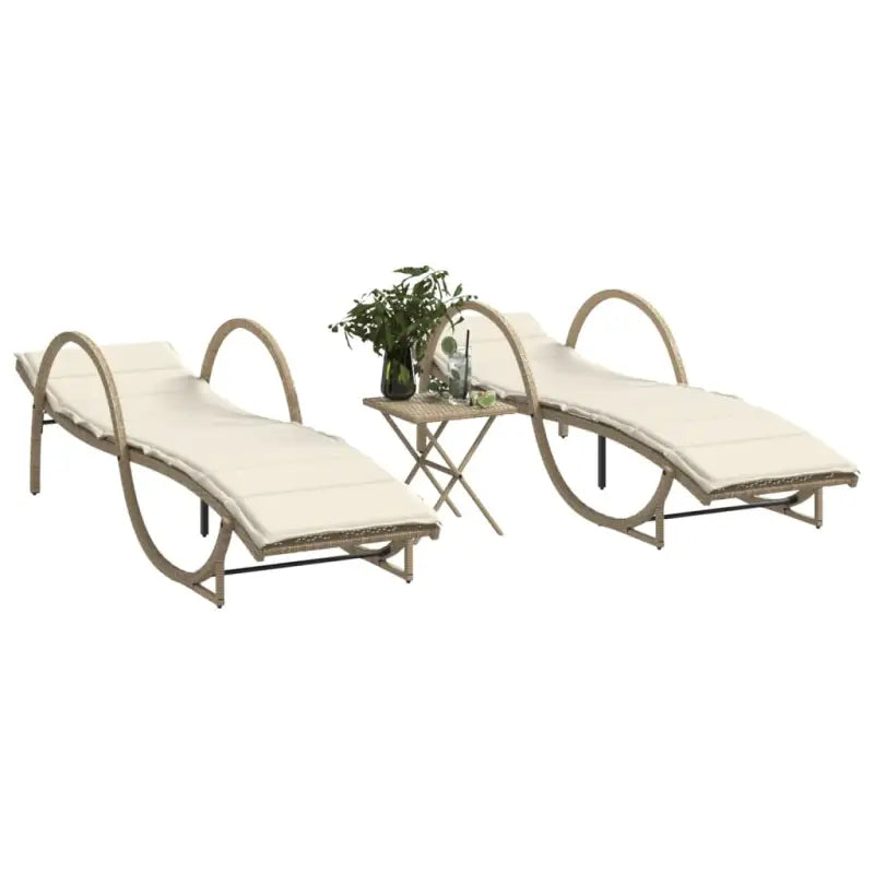 Ligtstoel met verstelbare rugleuning en poly rattan voor buitenplezier - beige en crèmewit / 2 - Ligstoelen
