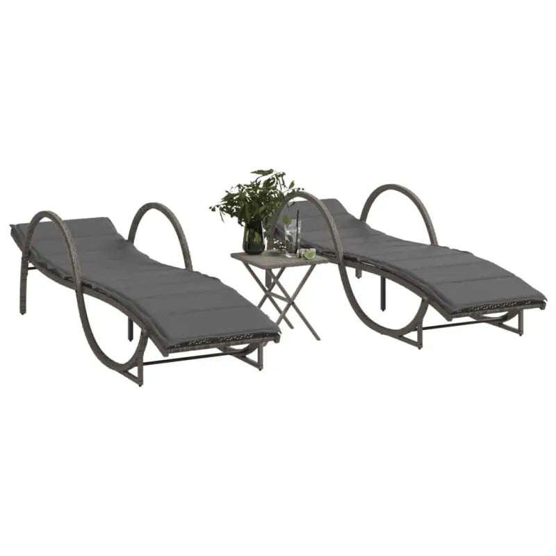 Ligtstoel met verstelbare rugleuning en poly rattan voor buitenplezier - Grijs / 2 - Ligstoelen
