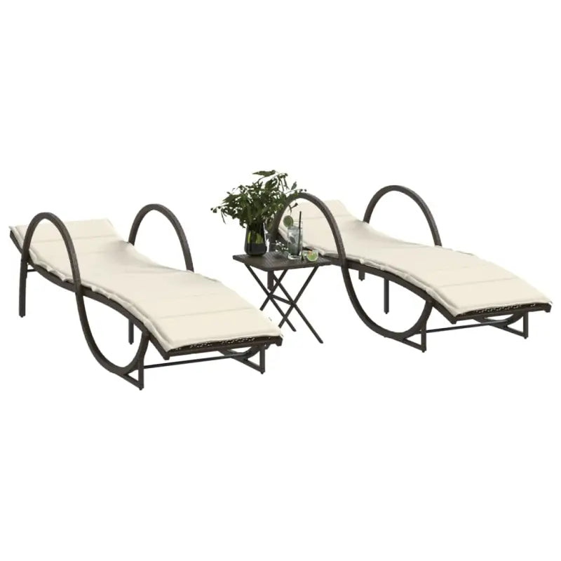Ligtstoel met verstelbare rugleuning en poly rattan voor buitenplezier - Bruin / 2 - Ligstoelen