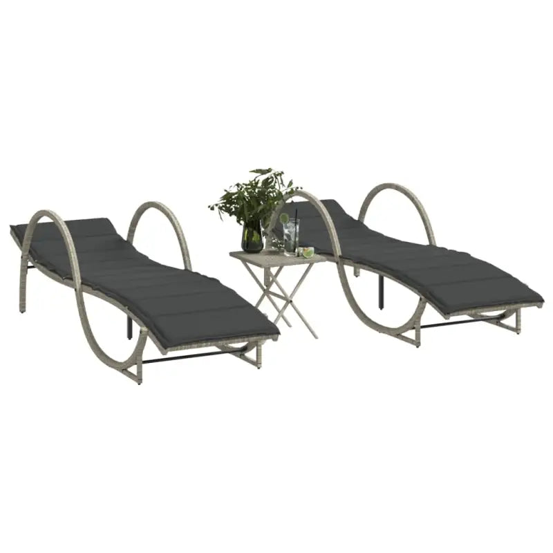 Ligtstoel met verstelbare rugleuning en poly rattan voor buitenplezier - Lichtgrijs / 2 - Ligstoelen