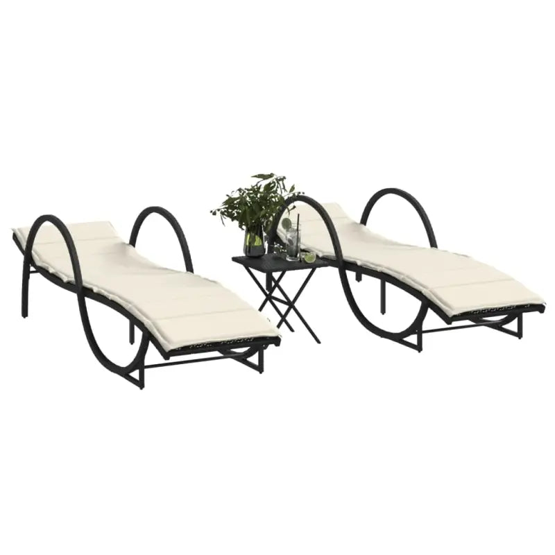 Ligtstoel met verstelbare rugleuning en poly rattan voor buitenplezier - Zwart / 2 - Ligstoelen