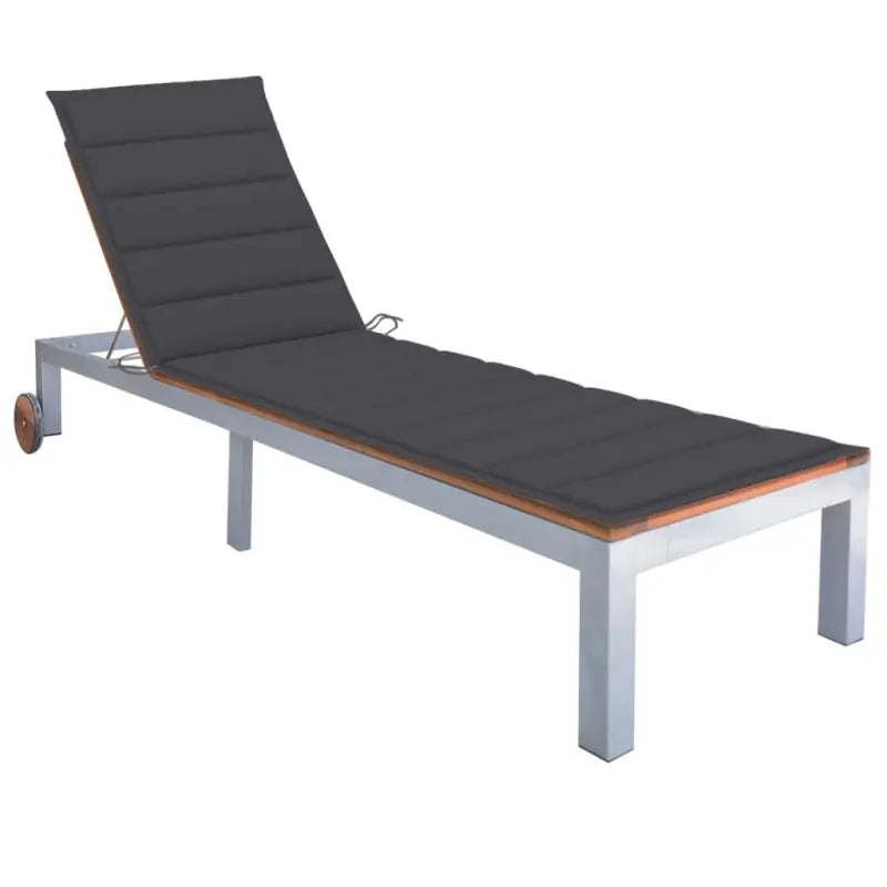 Ligtstoel van massief acaciahout en gegalvaniseerd staal voor buiten - Antraciet / 200 x 60 cm / 1 - Ligstoelen