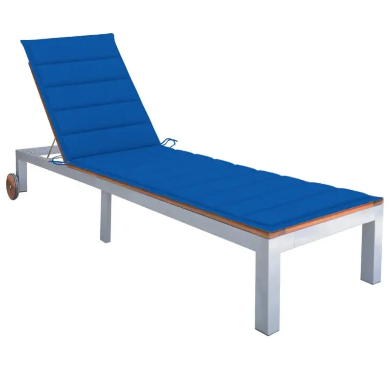Ligtstoel van massief acaciahout en gegalvaniseerd staal voor buiten - koningsblauw / 200 x 60 cm / 1 - Ligstoelen