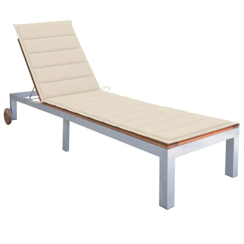 Ligtstoel van massief acaciahout en gegalvaniseerd staal voor buiten - Crème / 200 x 60 cm / 1 - Ligstoelen