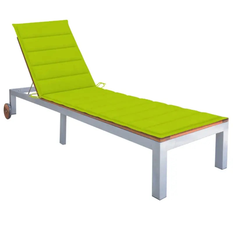 Ligtstoel van massief acaciahout en gegalvaniseerd staal voor buiten - Heldergroen / 200 x 60 cm / 1 - Ligstoelen