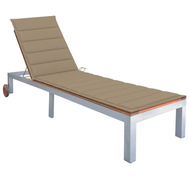 Ligtstoel van massief acaciahout en gegalvaniseerd staal voor buiten - Beige / 200 x 60 cm / 1 - Ligstoelen