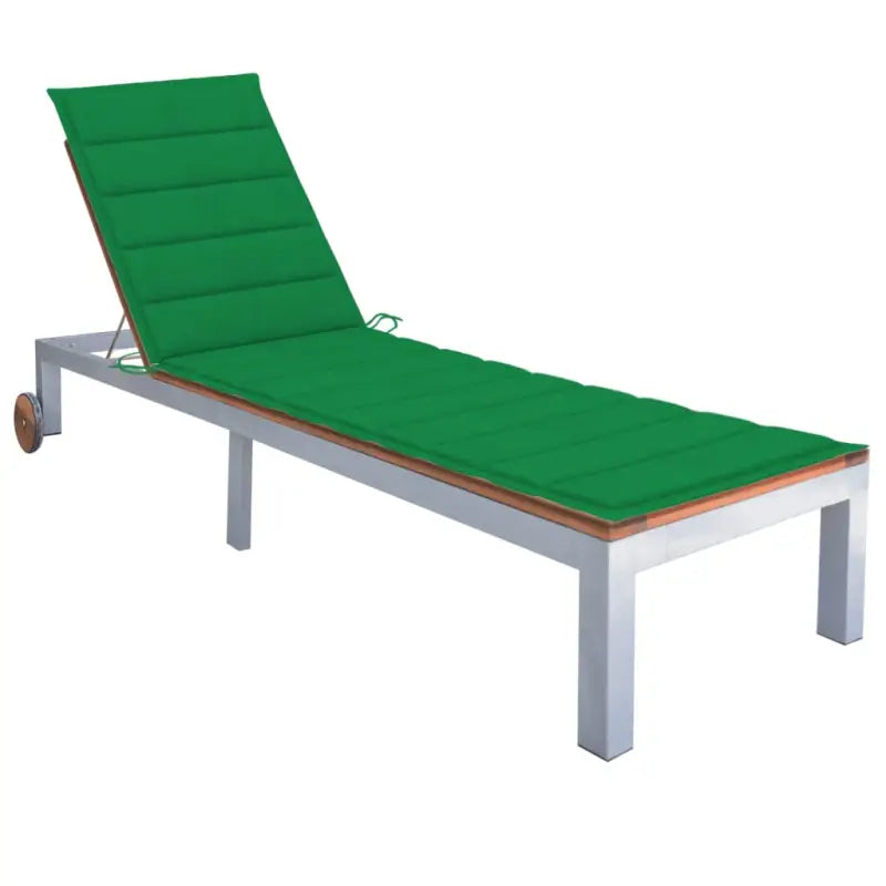 Ligtstoel van massief acaciahout en gegalvaniseerd staal voor buiten - Groen / 200 x 60 cm / 1 - Ligstoelen