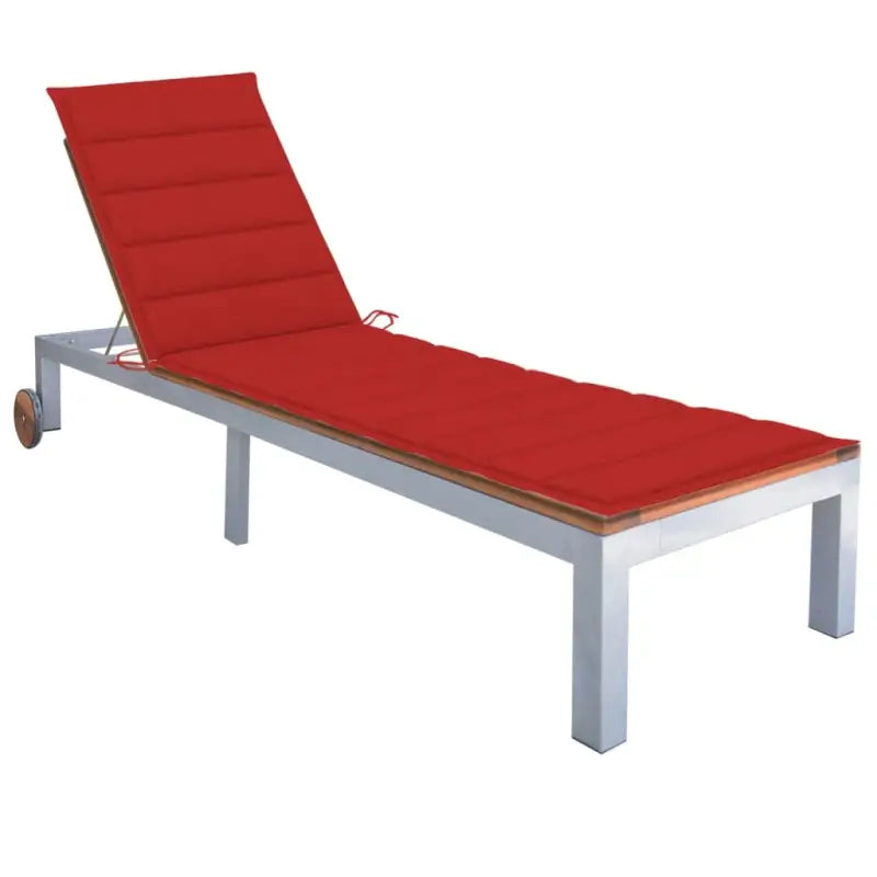 Ligtstoel van massief acaciahout en gegalvaniseerd staal voor buiten - Rood / 200 x 60 cm / 1 - Ligstoelen
