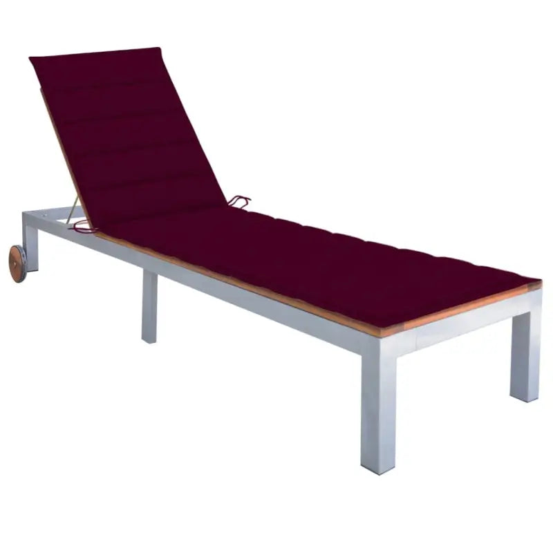 Ligtstoel van massief acaciahout en gegalvaniseerd staal voor buiten - Wijnrood / 200 x 60 cm / 1 - Ligstoelen