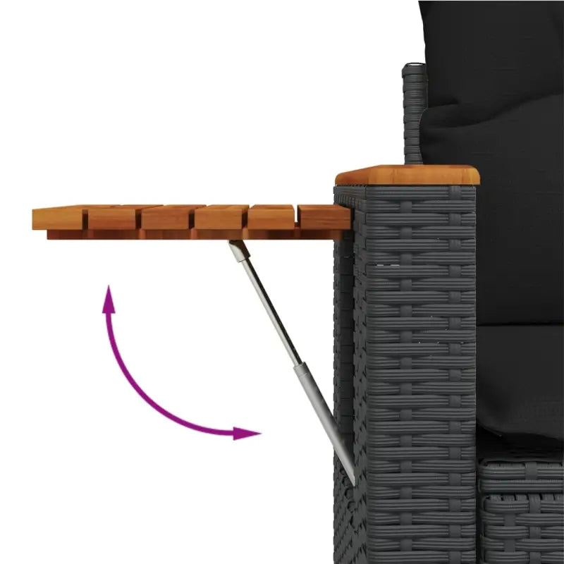 Lounge Dressoir Tuinset met zwart materiaal en gepoedercoat staal - Tuinsets