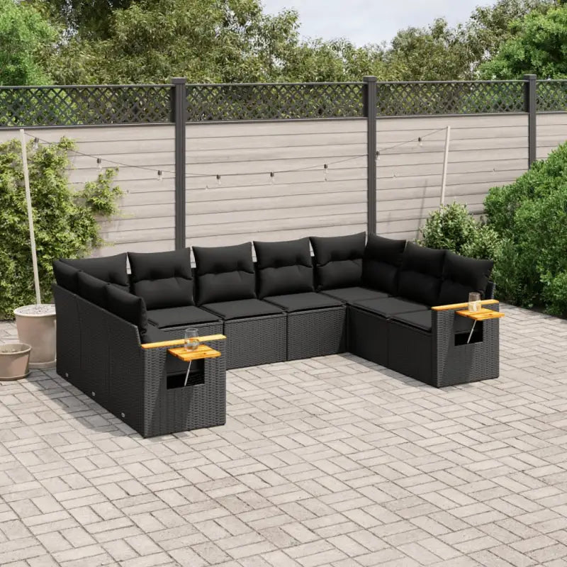 Lounge Dressoir Tuinset met zwart materiaal en gepoedercoat staal - Zwart / Zonder tafel - Tuinsets