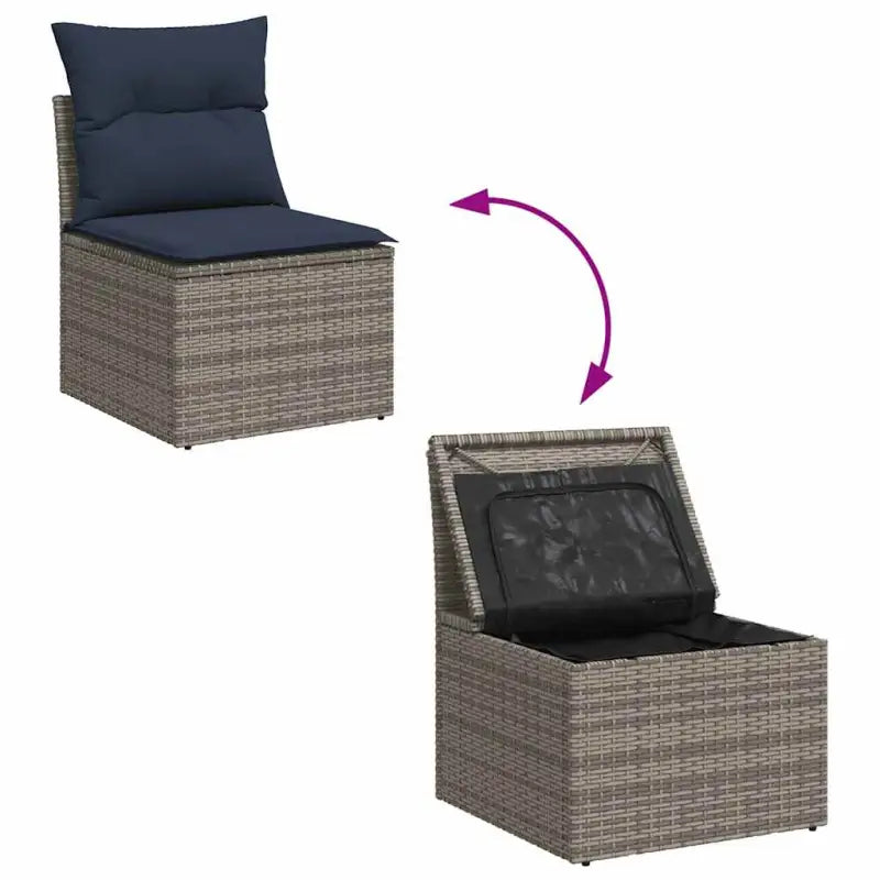 Lounge loungeset in grijs materiaal met waterdichte tas en gepoedercoat staal - Grijs / met opbergruimte - Tuinsets