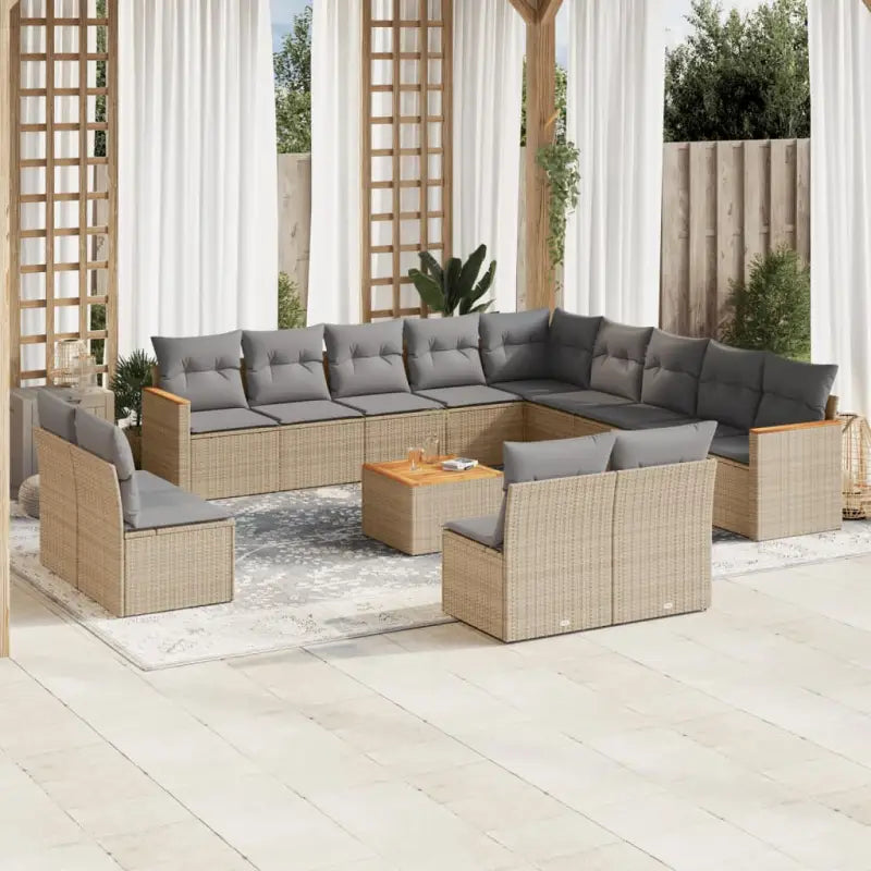 Lounge Loungeset van Gepoedercoat Staal met Beige Material voor Tuin - Gemengd beige / Met tafel - Tuinsets