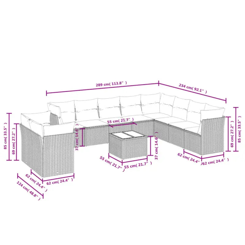 Lounge loungeset van poly rattan met bruin materiaal en gepoedercoat staal - Tuinsets