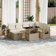 Lounge set in beige materiaal en gepoedercoat staal met afmetingen - Tuinsets