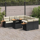 Lounge set in beige materiaal met gepoedercoat staal en comfortabele afmetingen - Zwart en crème / met opbergruimte