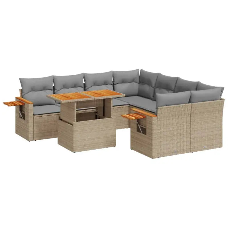 Lounge set in beige materiaal met gepoedercoat staal en comfortabele afmetingen - Tuinsets