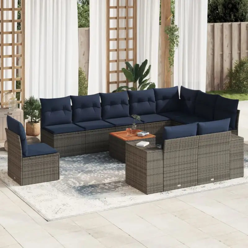 Lounge set in grijs materiaal met gepoedercoat staal afmetingen - Grijs - Tuinsets