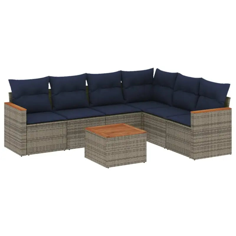 Lounge set in grijs materiaal met waterdichte tas en gepoedercoat staal - Grijs en blauw / Met tafel - Tuinsets