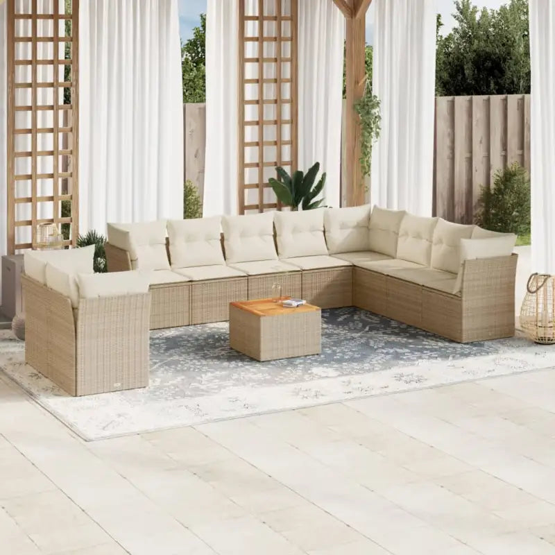 Lounge set in grijs materiaal met waterdichte tas en gepoedercoat staal - beige en crèmekleurig - Tuinsets
