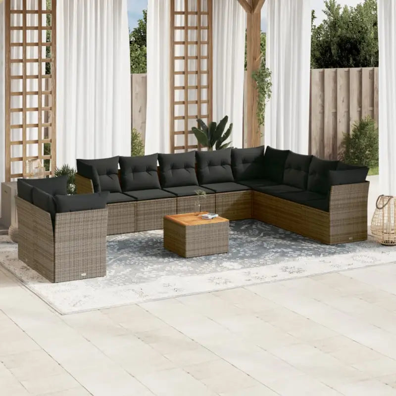 Lounge set in grijs materiaal met waterdichte tas en gepoedercoat staal - grijs en donkergrijs - Tuinsets