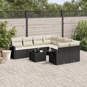 Lounge set in zwart materiaal met gepoedercoat staal en afmetingen - Tuinsets