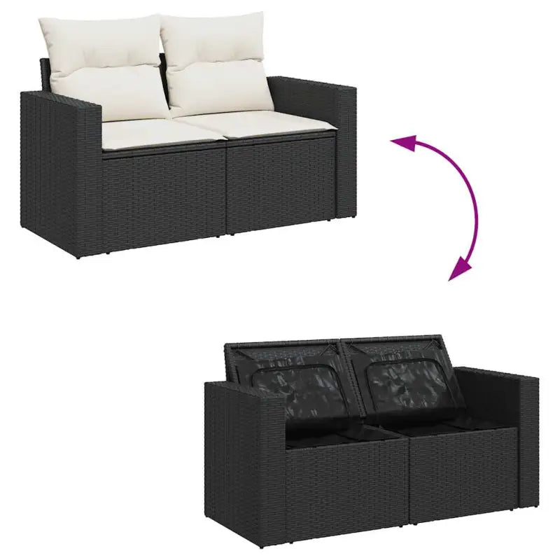 Lounge set in zwart materiaal met waterdichte tas en gepoedercoat staal - Tuinsets
