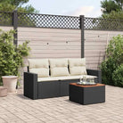 Lounge set in zwart materiaal met waterdichte tas en gepoedercoat staal - Zwart en crème - Tuinsets