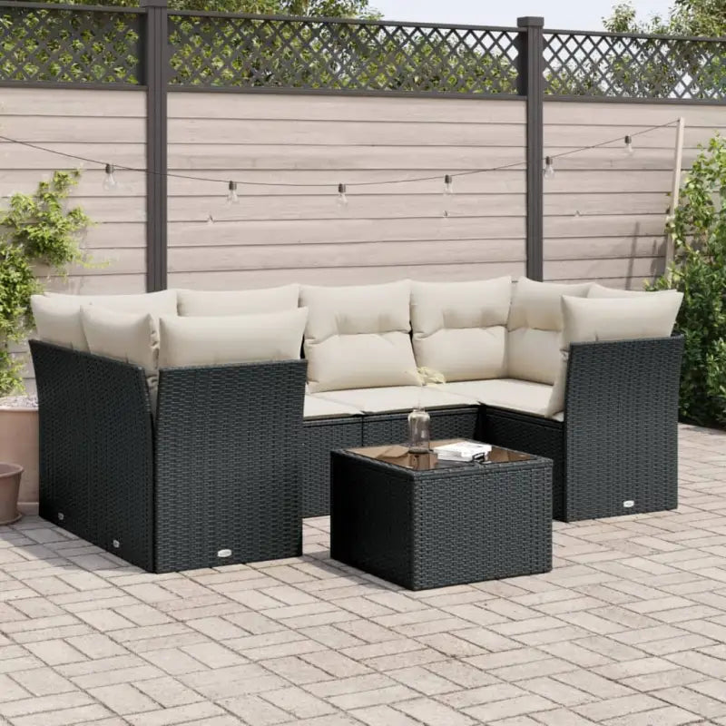 Lounge Set met Waterdichte Tas en Gepoedercoat Staal in Beige - Zwart en crème / 2x middle + table + 4x corner