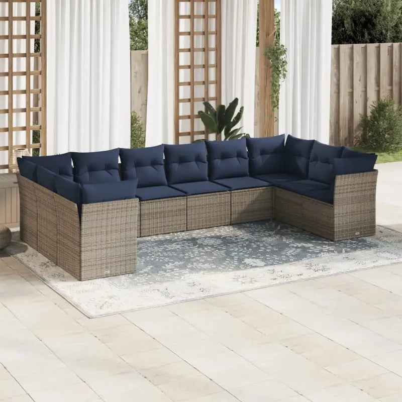Lounge set van poly rattan met comfortabele zitervaring en gepoedercoat staal - Beige en grijs / Zonder tafel - Tuinsets