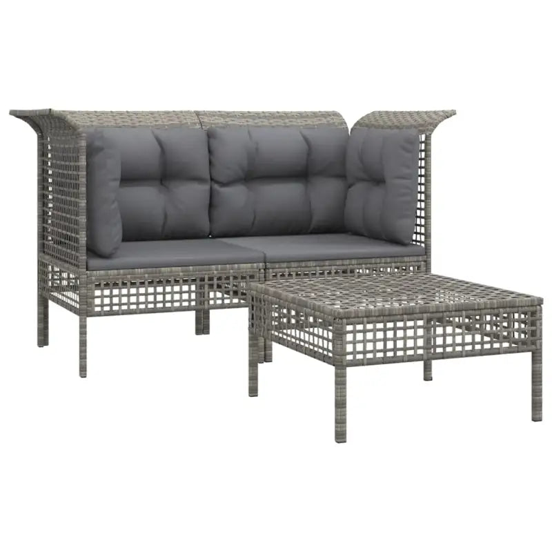 Lounge set van poly rattan met gepoedercoat staal afmetingen in grijs materiaal - Tuinsets