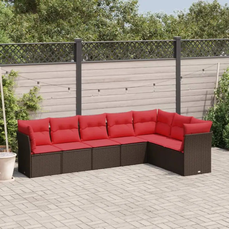 Lounge set van poly rattan met waterdichte tas en gepoedercoat staal - Bruin / Zonder tafel - Tuinsets