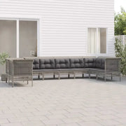 Lounge set van poly rattan op gepoedercoat staal in grijs materiaal - Tuinsets